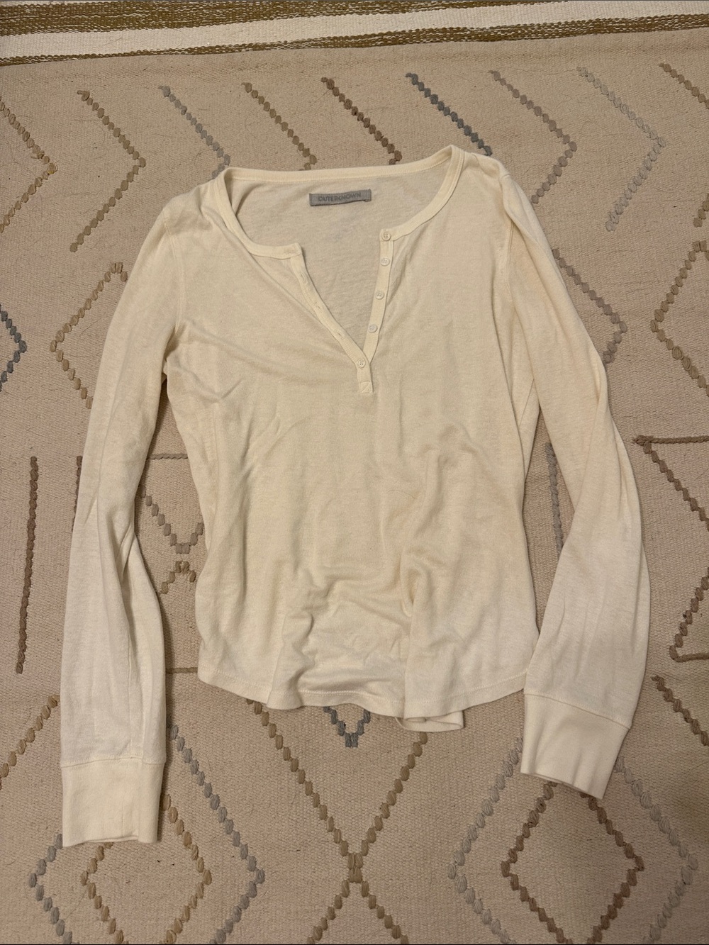 Outerknown Light Cream Long-Sleeve Henley Top